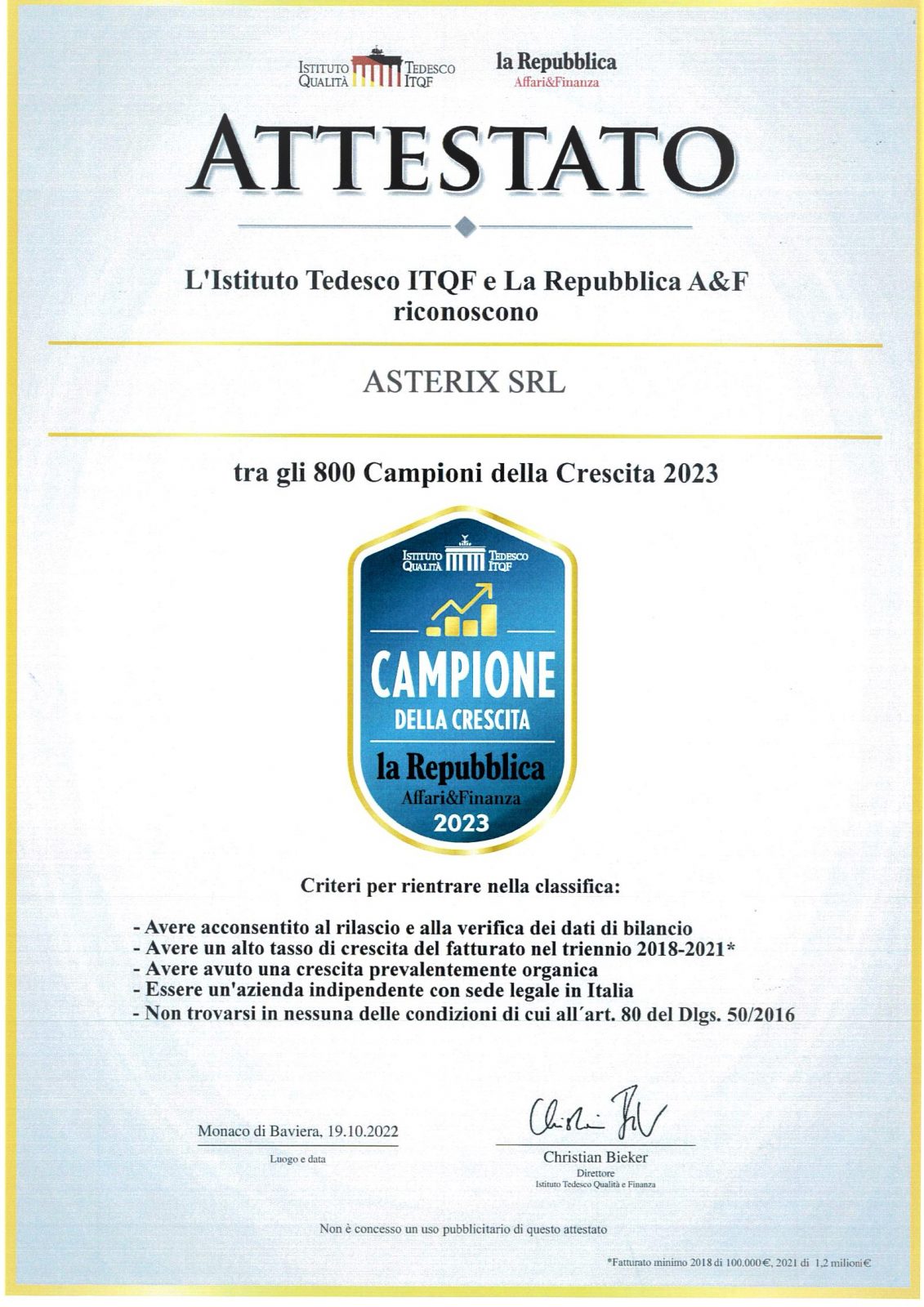 CAMPIONE DELLA CRESCITA 2023